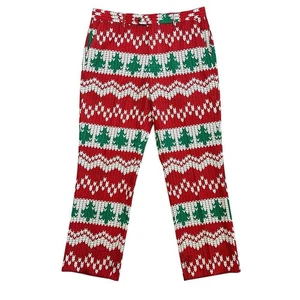 Shinesty Pants Holiday Knit Print Christmas Red Green Mens 34 x 34 - Picture 1 of 13