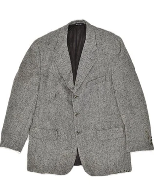 BURBERRYS Mens 3 Button Blazer Jacket UK 42 XL Grey Flecked Wool WV01 - Image 1 of 4