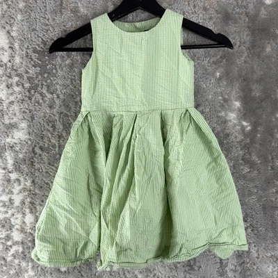 Vestido Ralph Lauren Niñas Talla 5 Rayas Calce Acampanado Verde Sin Mangas Forrado Fiesta Foto 1 de 4