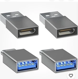 Pack de 4 adaptateurs USB vers USB C, convertisseurs type A & C pour iPhone, ordinateurs portables LIVRAISON GRATUITE - Photo 1 sur 4