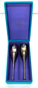 Neiman Marcus Godinger Silver Plated Champagne Flutes In Case - Picture 1 of 7