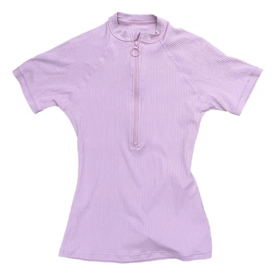 Top de Natación Everlane Linea Aqua Lila Púrpura Acanalado Tejido Cremallera Cuello Manga Corta Sw Foto 1 de 4