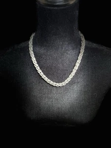 "Collar de cadena bizantina de acero inoxidable con eslabones pesados plateado 20"" para hombre y mujer" - Imagen 1 de 5