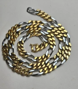 24”  Two Tone Heavy Link Figaro Chain - Picture 1 of 8