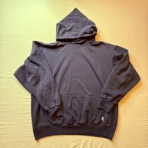 Vintage Logo 7 Hoodie Mens Large Navy Blue Heavyweight Pullover Made USA 90s - Picture 1 of 8