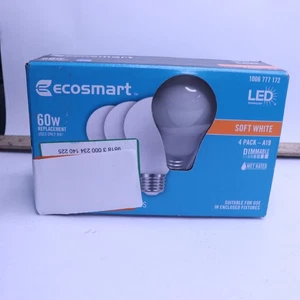 (4-Pk) Ecosmart Dimmable Filament LED Light Bulb Frosted Glass Soft White 60W - Picture 1 of 4