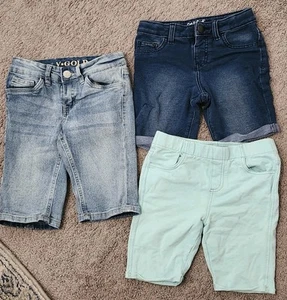 Lot Of Girls Shorts Size 6/7 Blue Jean Cat&Jack Stretchy Bottoms - Picture 1 of 6