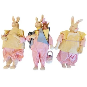 3 estatuillas de conejito de papel maché Silvestri cesta primavera vacaciones decoraciones Pascua - Imagen 1 de 6