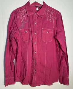 Camisa Cruel Western Hombres XL Rosa Perla A Presión Vaquero Manga Larga Cuello Unisex - Imagen 1 de 7