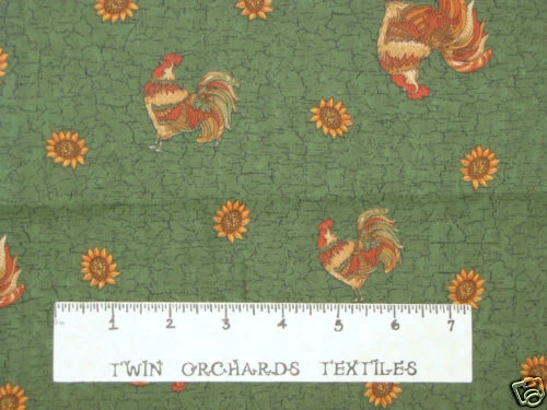Cranston VIP Roosters 棉织物 绿色 1.5 码 — 第 1/1 张图片