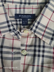 Burberry London Damenhemd beige kariert Knopf Baumwolle Größe 8 US/10 UK - Bild 1 von 13