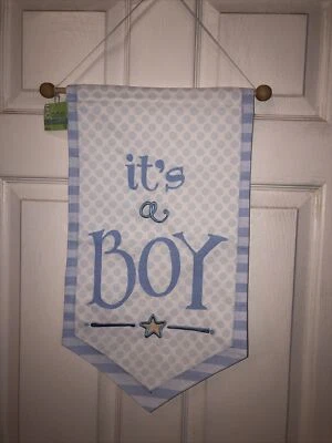 NWT  "It's A Boy" Wall Hanging Banner Flag Baby Shower Nursery CUTE! - Image 1 of 4