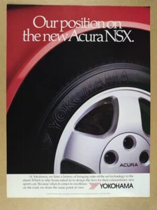 Neumáticos Yokohama 1991 para Acura NSX anuncio impreso vintage - Imagen 1 de 1