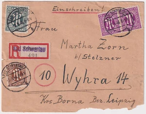 Bizone AM Post Mi.Nr. 22, 23, 32 MiF R-Brief Notzettel Bad Schwartau 2.5.1946 - Picture 1 of 2