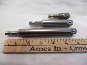 LOTTO 3 PUNTE ADATTATORE PRESA 1/2" DRIVE X 5/16" GAMBO ESAGONALE LUNGHEZZE 2", 4" & 6" - Foto 1 di 3