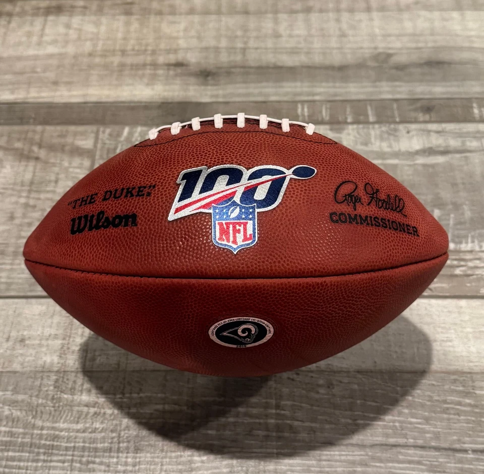 🏈 Autêntico jogo Rams de futebol americano NFL emitido – logotipo 2019, 100º aniversário da NFL! - Imagem 1 de 2
