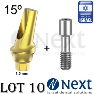 Set x10 konkaves anatomisches Titan abgewinkeltes Abutment 15 Grad 1,5 mm - Bild 1 von 3