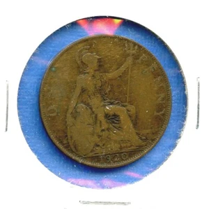 1920 English One Penny Great Britain King George V Bronze Cent #32 England, UK - Picture 1 of 3