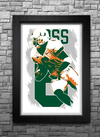 SANTANA MOSS art print/poster MIAMI HURRICANES FREE S&H! JERSEY Cover