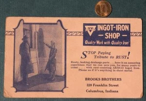 1920-30er Ära Columbus Indiana Brooks Brothers Armco Barren Eisen Shop Tintenlöscher - - Bild 1 von 1