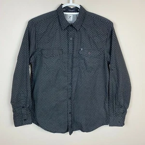 Camisa Marc Ecko Para Hombre Mediana Negra Blanca Estampada Abotonada Informal Vestido Corte Coser M - Imagen 1 de 9