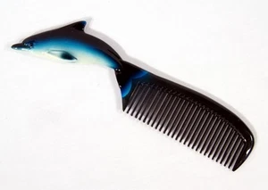 Pettine delfino blu dipinto a mano D003D - Foto 1 di 1