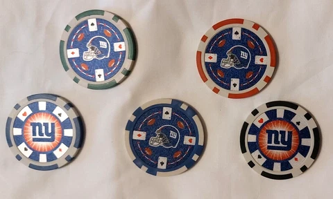 New York Giants golf ball marker poker chip 5 pc set Cover