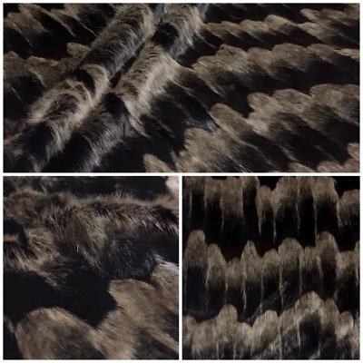 Webpelz Langhaar kuscheliges Kunstfell Stoff Fell Schwarz Braun Deko Decke - Bild 1 von 4