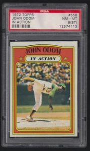 1972 Topps #558 John Odom In Action PSA 8ST - Picture 1 of 2