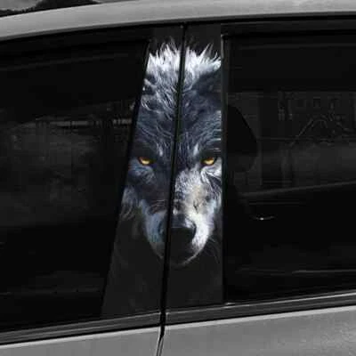 PIINKKY 2x Lone Wolf Auto B Säule Tierabdeckung Kratzer Auto Türen Säule Abziehbilder