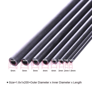 Carbon Fiber Tube 1.8mm~6mm OD x 1mm~4mm ID x 200mm & 400mm Length Round - Picture 1 of 5
