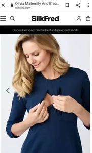 Adelie Maternity and breastfeeding blue 3/4 sleeve dress size S - Picture 1 of 10