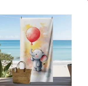 Toalla bebé elefante 31,5x63 pulgadas piscina o junto a la playa, hora del baño, secado rápido - Imagen 1 de 6
