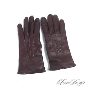 Anonymous Made in Italy Chocolate Nappa Leather Cashmere Feel Lined Gloves 8 NR