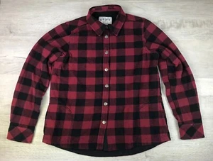 Orvis Plaid Shirt Red Black Fleece Lined Lumber Jack Collared Button Up Womens M - Picture 1 of 16