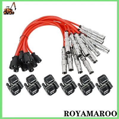 6* Ignition Coils+12* Spark Plug Wires For Mercedes-Benz C CL CLK Class UF359 - Imagem 1 de 4