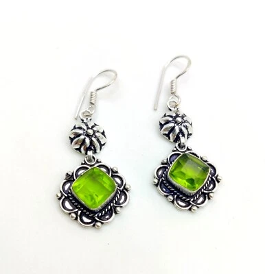 Pendiente de pirita verde pendiente de plata de ley 925 hecho a mano, joyería regalo para ella Foto 1 de 4