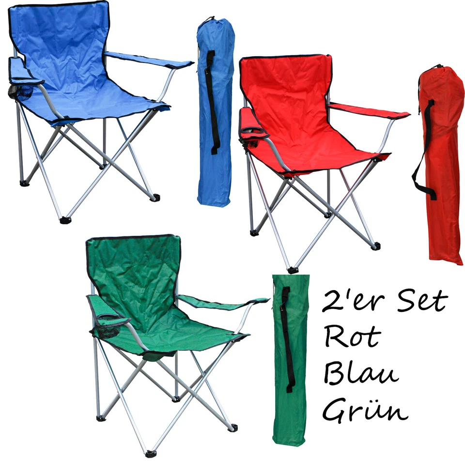 INDA-EXCLUSIV 2'er Set Campingstuhl Faltstuhl Anglerstuhl Getränkehalter + Tasche bis 120kg