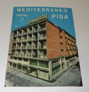 Hotel Mediterraneo Pisa Italien Kofferaufkleber Aufkleber Reiseaufkleber Vintage UNBENUTZT - Bild 1 von 3