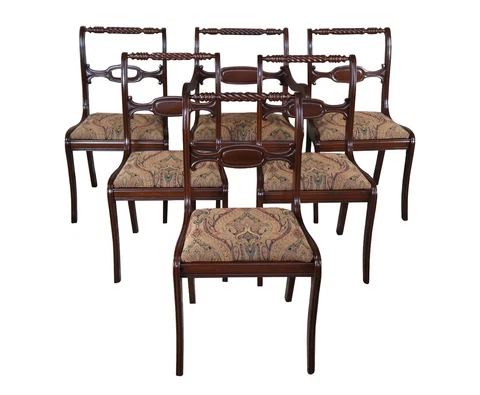 6 Antique Styled By Park English Regency American Cherry Paisley Dining Chairs Cover