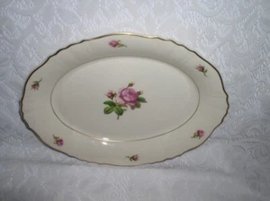 Plato para servir ovalado con flor rosa Syracuse China Federal Shape America Victoria - Imagen 1 de 4