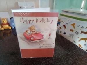 Birthday Bear  & Dog Card Hand Embellished NEW - Picture 1 of 9