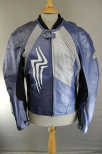 HEIN GERICKE PRO SPORTS BLUE, SILVER & BLACK LEATHER BIKER JACKET+CE ARMOUR 40IN - Picture 1 of 9