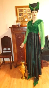 Gothic Mittelalter LARP Kleid Leder Schnürung+ Hut+ Armbehänge Theater TV Fundus - Bild 1 von 16