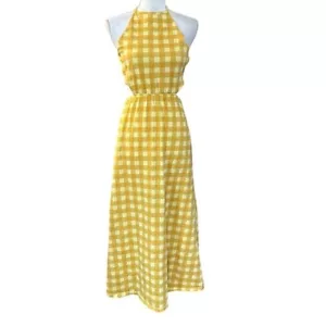 ASOS Square Neck Defined Waist Open Tie Back Plaid Summer Dress Women’s SZ US 4 - Picture 1 of 8