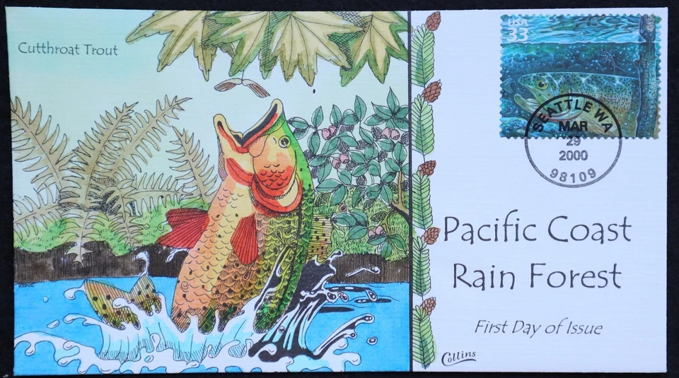 U.S. Used #3378d 33c Pacific Rain Forest 2000 Collins First Day Cover (FDC) - Image 1 of 1