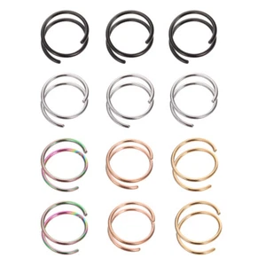 12pcs Colorful Spiral Nose Rings Nose Piercing Jewelry Nose Rings Hoops - Picture 1 of 11