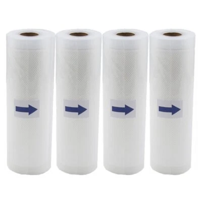 4 rollos bolsas selladoras al vacío de 11"x50' rollo ahorro de almacenamiento de alimentos frescos sin BPA 4 mil Foto 1 de 4