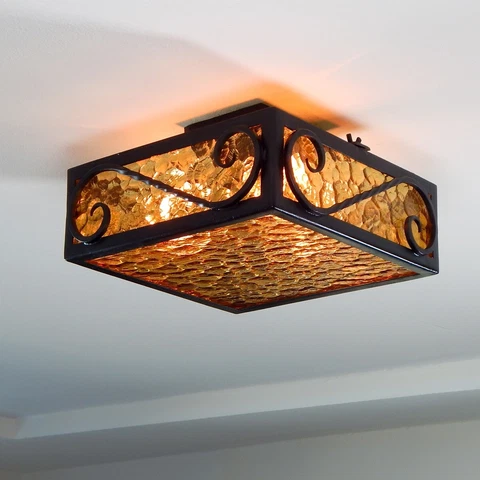 Mid-Century Spanish-style Flush Mount Ceiling Light Fixture Cover