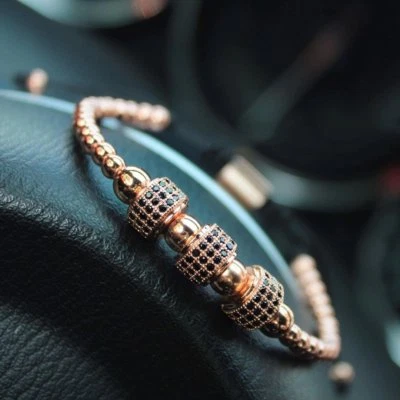 Luxury Men Gold Plated Beads & Ball Macrame Bracelets Adjustable Men's Bracelets - Изображение 1 из 4